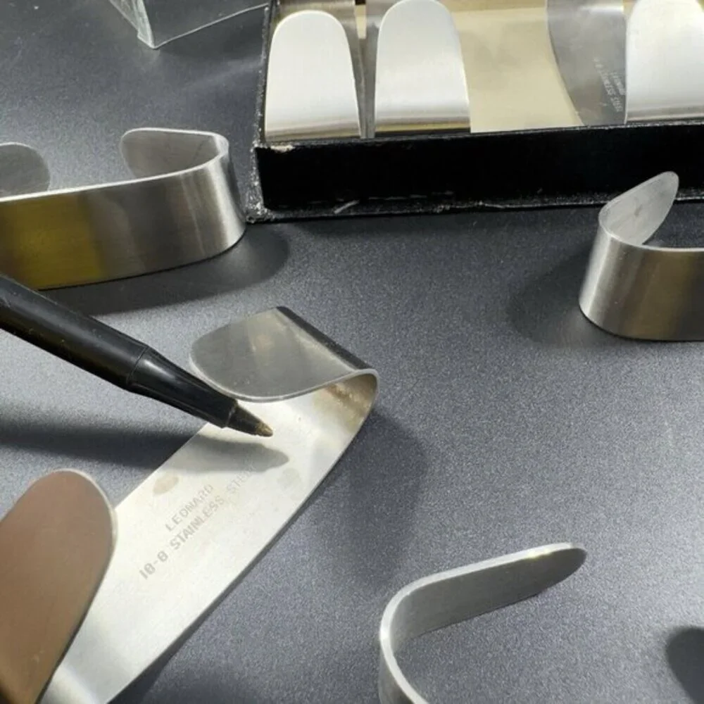 Vintage Leonard Napkin Holders Set 7 Stainless Steel 18/8 Made‎ In Hong Kong VTG